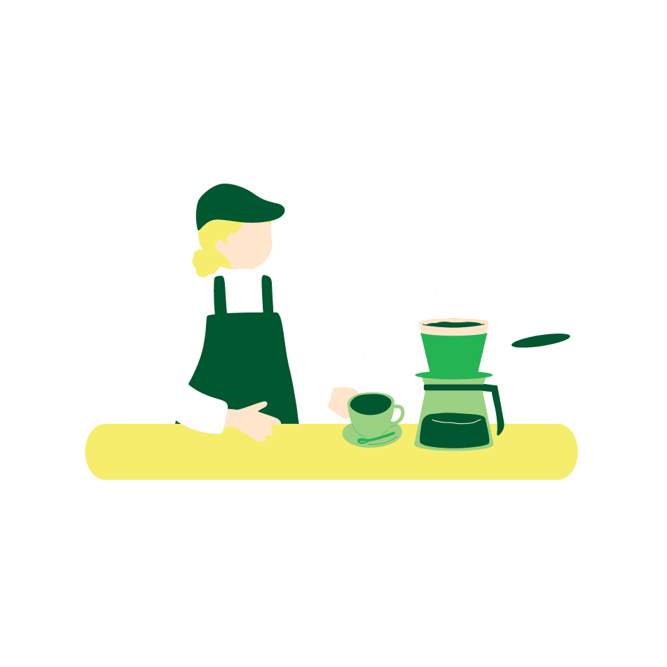 コーヒーを淹れる人のイラスト
