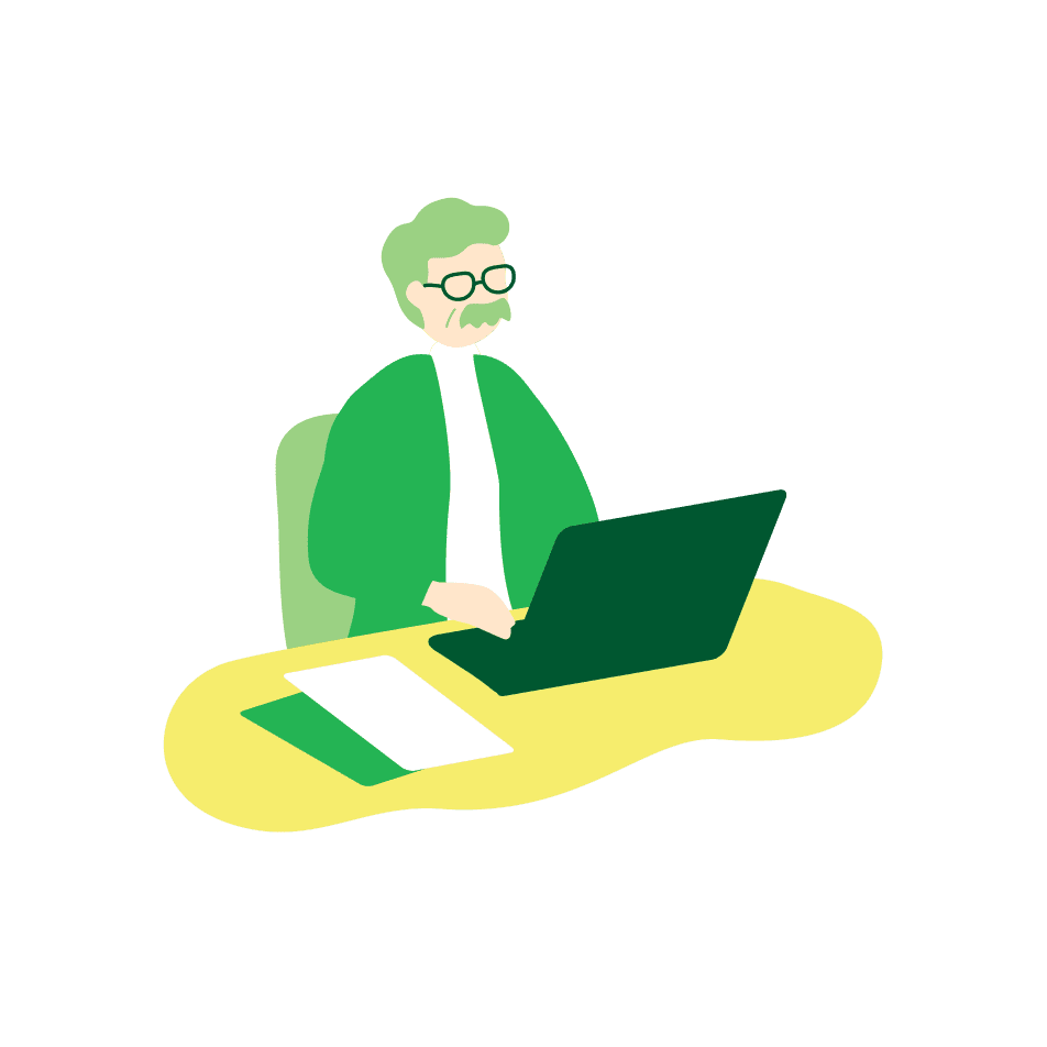 ノートパソコンで作業する人のイラスト