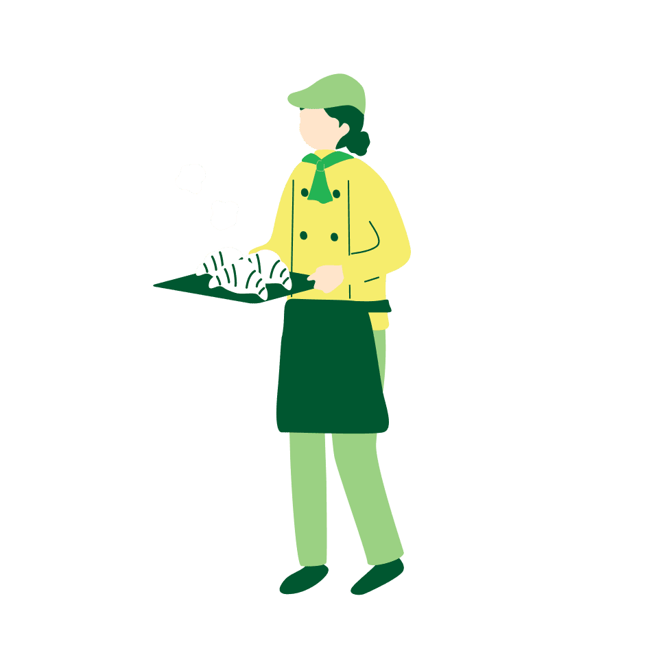 クロワッサンを運ぶ人のイラスト